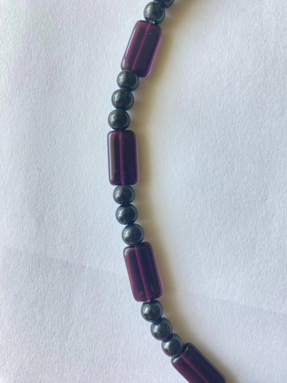 Purple & Black Czech Glass Bead Necklace